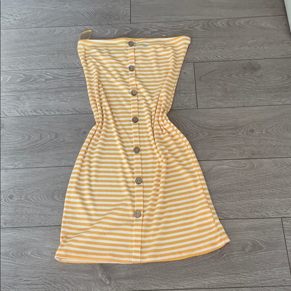 Yellow with white striped dress